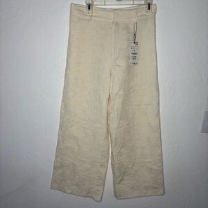 New Zara Wide Leg Embroidered Culottes Women M Cream Lightweight Boho Festival